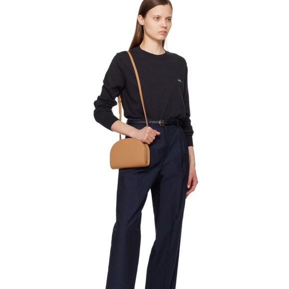 A.P.C. Demi Lune Tan Leather Crossbody Bag - Picture 8 of 8